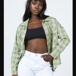 Princess Polly Brinley Green Plaid Oversized Shirt 4 Photo 1