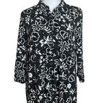 J. Jill Shirt Dress Small Black Floral Print Button Front Stretch Cotton Knit Black Photo 1