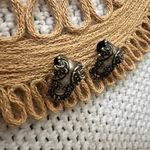 Vintage Foree Sterling Ornate Scroll Signed Clip On Luggage Tag Earrings Silver Photo 0