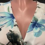 Haute Monde White With blue and black flower design Crop Top Size Large Photo 5