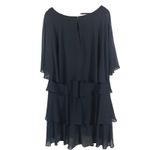 Slny Black Tiered Chiffon Beaded Capelet Overlay Cocktail Dress Size 12 Photo 9