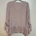 Living Doll  Los Angeles Womens Shirt Perplum V Neck Print Burgundy Cream Size XL Photo 3