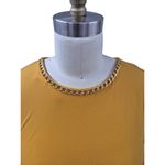 Michael Kors  Gold Stretch Bodycon Dress Ruched Gold Curb Link Chain Neck M NWOT Photo 1