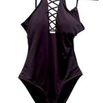 Hobie  Women's Deep Plum Purple Halter One Piece Swimsuit
Size L Photo 0