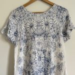 Free People  Floral Gauze Pinwheel Dress Size Medium blue white boho beach travel Photo 4