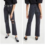 AGOLDE  Lana Mid Rise Straight Leg Jeans Black Distressed- Size 26 Photo 1