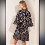 Maaji Black Multicolor Mini Dress Size Large Dreamer Black Opal Tunic 3/4 Sleeve Photo 3