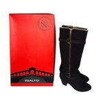 Rialto  Cassie Brown Faux Sherpa Lined Tall Riding Boots Buckles Zippers Size 7.5 Photo 1