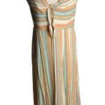 June and Hudson  Off the Shoulder Dress XL Multicolored Stripes Lined Tie Bust Zip Photo 0