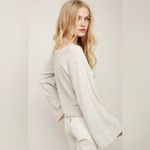Free People ‎ Starman Cream Ribbed Bell Sleeve V Neck Pullover Sweater L Photo 1