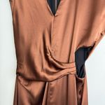 ZARA NWT  Satin Effect Cut Out Dress Sz Small Chocolate Midi Dress Photo 6