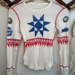 MOTHER Denim Mother The Itty Bitty Goodie Nordic Dreams Thermal Top Photo 0