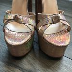 Mettesally Women's Prism Shiny Open Toe‎ Sandals Chunky Block Platform Heels 8.5 Gold Photo 6