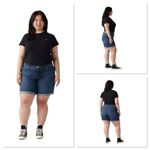 Levi's Women's Denim Shorts Mid Length Hyper Soft Dark Wash Plus Size 16/W33 New Photo 1