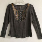 Free People  sequined mottled long sleeve henley T-shirt S Photo 0