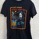 NEW Spooky Black Graphic 'Let's Watch Scary Movies' Short Sleeve T Photo 0