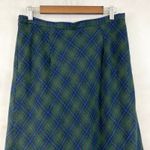 Vtg 80s Michele Plaid Skirt Size 14 Academia Preppy Heritage Old Money Modest Green Photo 2