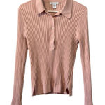 Athleta Sweet Bay Henley Sweater Ribbed Orchid Pink Size Medium Preppy City Photo 0