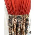 Rebellious Dreamer Women's Maxi Dress L Red Top Multicolor Bottom Brown Photo 2