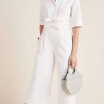 Gal Meets Glam Swayer Poplin Jumpsuit White Size 10 Photo 0