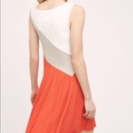 Anthropologie Maeve Cameron Burnt Orange Colorblock Asymmetrical Shift Dress L Photo 1