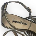 Neiman Marcus π€ T-Strap Stiletto Heeled Sandal π€ Metallic Gold Leather π€ 8M Photo 2
