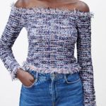 ZARA  tweed frayed texture top Photo 0
