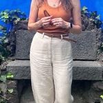 ANINE BING ANNIE BING Off-White Crepe Wide-Leg Lyra Trousers Pants Size 32 Photo 8