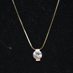 Chic Classic Crystal Gold Tone Snake Link Chain Pendant Necklace Like New Photo 1