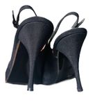 Stuart Weitzman Vintage  Black Leather Rhinestone Slingback Heels Size 8 Photo 2