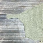 XOXO  Oat Beige Cable Knit Faux Fur Trim Dolman Hi Lo Open Front Cardigan Medium Photo 8