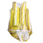 Larry Levine vee neck yellow white and beige print sheath dress Size 18 Photo 3