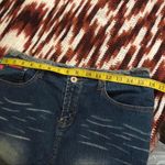 Y2K 2000s Mcbling Trendy Faded Frayed denim jean mini midi knee length skirt front slit whimsygoth #grunge #preppy #officesiren #academia Size 9/31 Photo 5