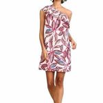 J.Crew One Shoulder Dress Linen Blend Ruffle Neckline Photo 2