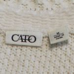 Cato ‎ $48 Medium Cream Open Knit Single Button Long Line Tunic Cardigan Sweater Photo 2