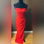 Lulus NWT M‎   Romantic Thought Red Cowl Neck Lace Up Maxi Dress Photo 1