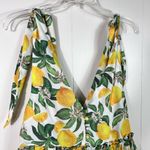 English Factory Lemon Floral Printed Tie Shoulder Tiered Ruffle Dress Medium M Photo 2