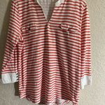 J.Crew ‎ Women's 3/4 Sleeve Clasped V Neck Cotton Striped Top Size Large Photo 5