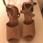 Tan Peep Toe Wedges Size 6.5 Photo 0