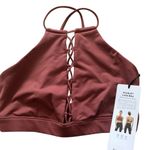 Alo Yoga NWT Starlet Lace Bra size S Earth Rust Stretch Athletic Workout Gym Photo 0