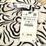 ZARA  V-neck Long Voluminous Abstract Printed Tiered Dress in White/Black Photo 6