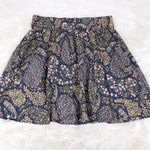 H&M  Blue Paisley Print Fit & Flare‎ Mini Skirt Elastic Waist Cotton Size Small Photo 2