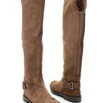 EUC G H BASS India Over the Knee Brown Faux Suede Flat Boots with Buckle Sz 5.5 Photo 0