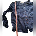 Vintage Passports Pier 1 long sleeve semi sheer navy embroidered button up top L Blue Size L Photo 9