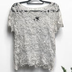 Rafaella  Women’s White Crochet Lace Cap Sleeve Overlay & Cami Size Medium NWT Photo 0