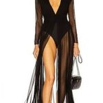 Retrofête Retrofete Angela Dress Black Silk Size XXS Long Sleeve Sheer NWT V Neck Photo 0