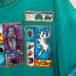Handmade Teal Dog Pet Graphic T-Shirt Appliqué Glitter Large L Photo 4