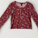 Forever 21 Thermal Floral Top Large Snap Button Long Sleeve Waffle Knit Warm Photo 0