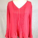 The Limited pink vneck pleated blouse top size XL Photo 0