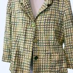 Green & White Plaid Tweed Blazer w 3/4 sleeves SagHarbor 16P Size 16 Photo 0